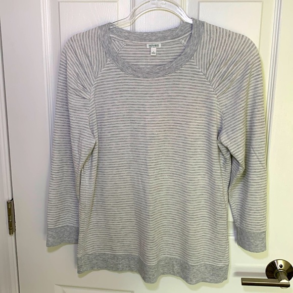 Talbots Haven well within gray and white striped loungewear top size small - Picture 1 of 7